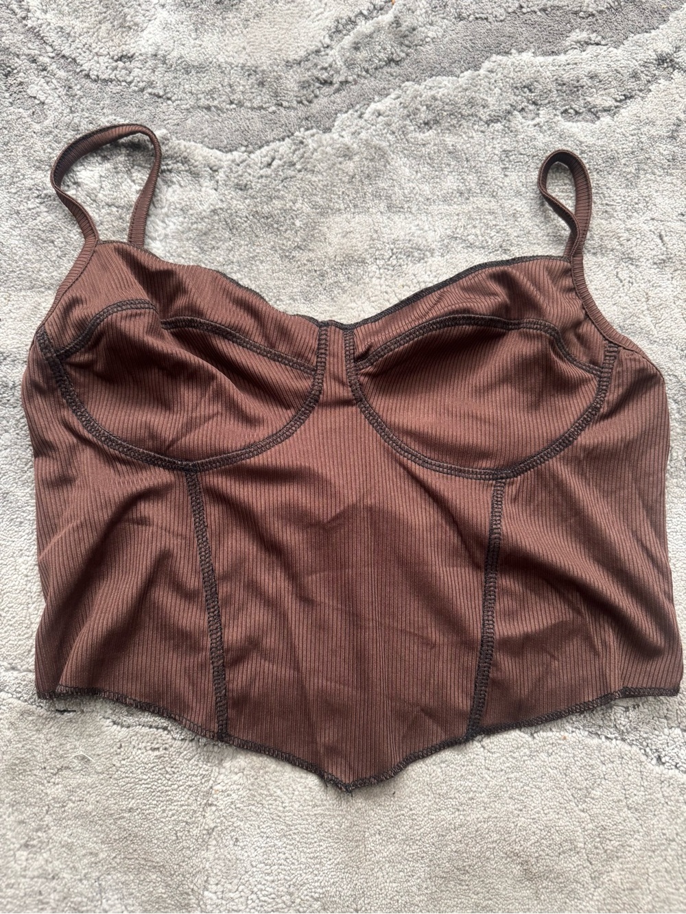 iris Brown Ribbed Longline Bustier Cami